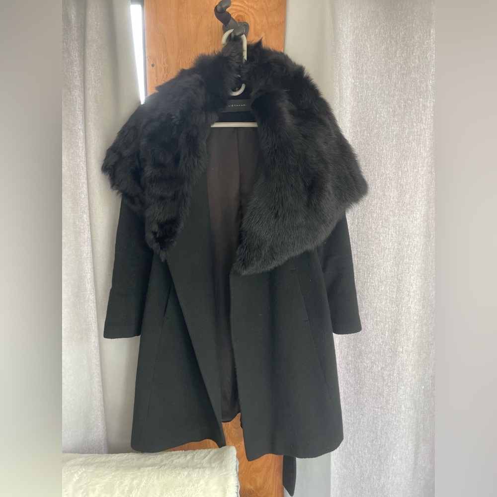 Elie tahari black cost with fur
